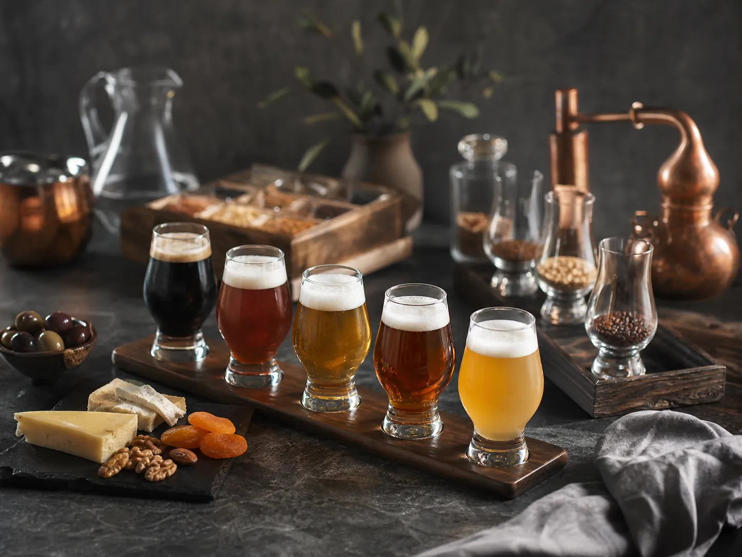 Individuell zusammengestellte Bierauswahl mit Speisenbegleitung