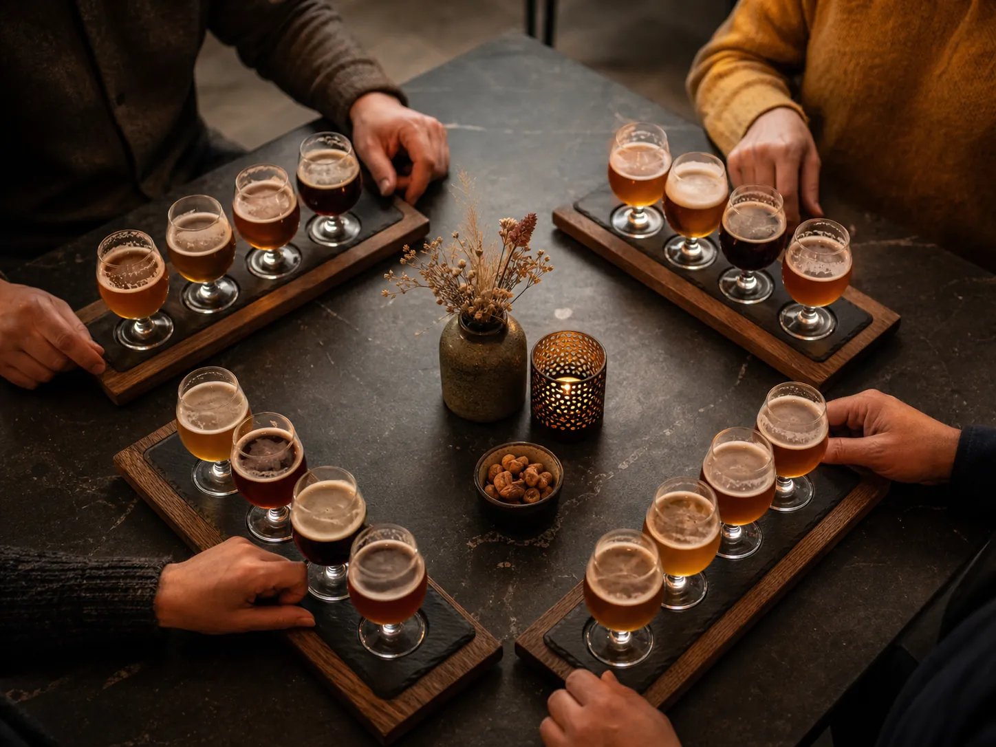 Bierverkostung in einer kleinen Gruppe